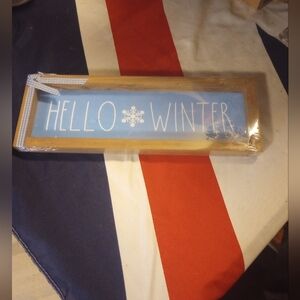 Blue 'Hello Winter' Framed Sign